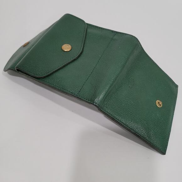 Il BISONTE Compact Bill Card Wallet Green Bifold Geniue Leather Made in Italy - Picture 10 of 14
